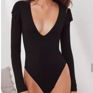 OUT FROM UNDER deepv bodysuit with shoulder detail